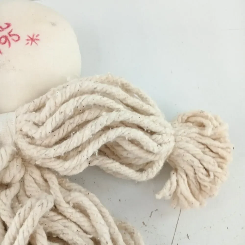 Vintage Mop Head Yarn Rope Doll Hand-Painted Face – Primitive Folk Art Décor